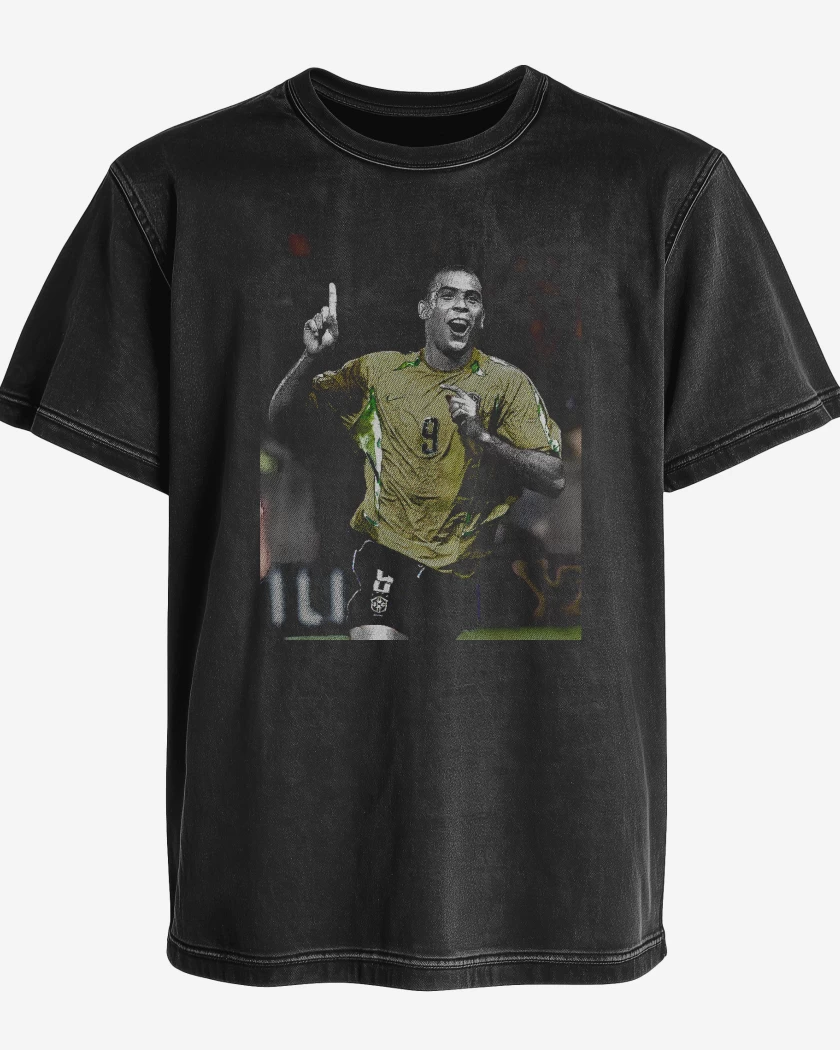 Polera desgastada Negro de Ronaldo Brasil 