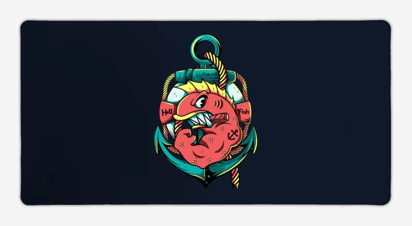 Mouse pad Gamer Azul Marino de Los peces del infierno