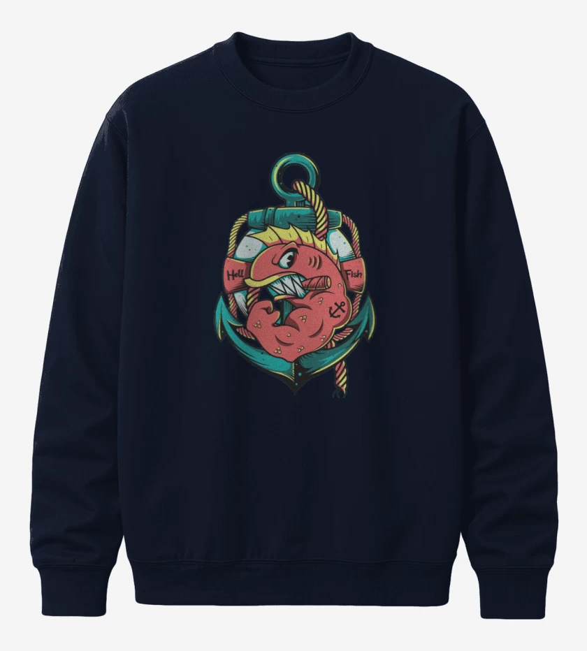 Poleron polo Azul Marino de Los peces del infierno