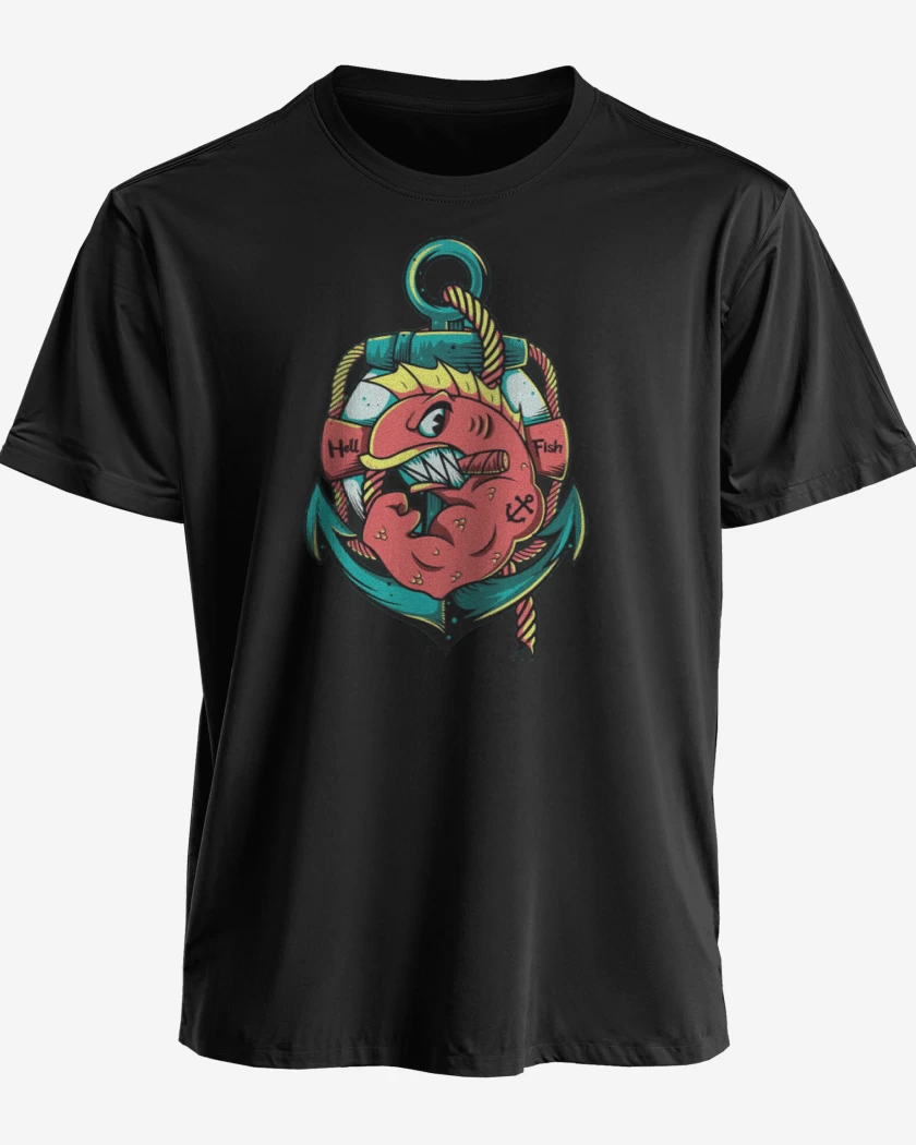Polera premium Negro de Los peces del infierno