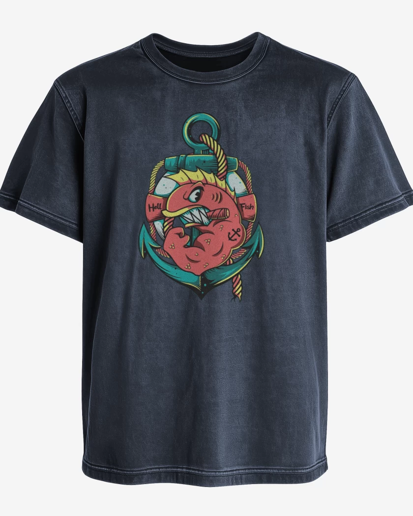 Polera desgastada Los peces del infierno