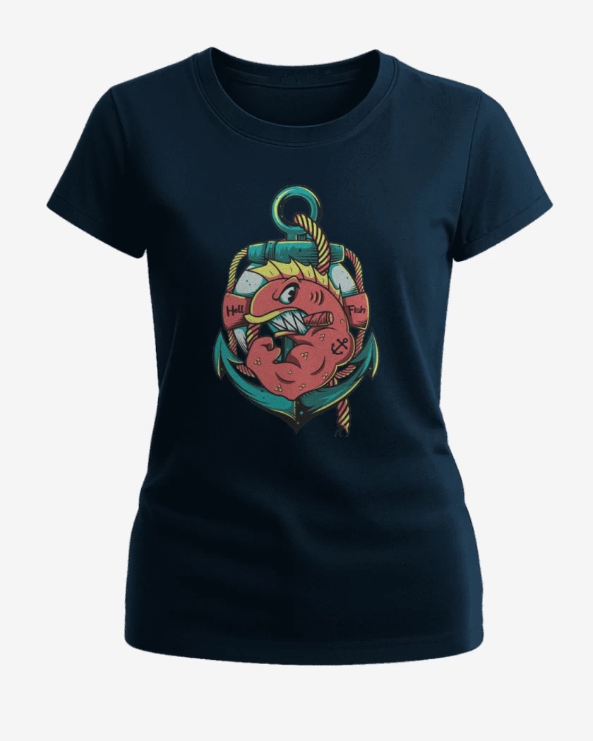 Polera de Mujer Azul Marino de Los peces del infierno