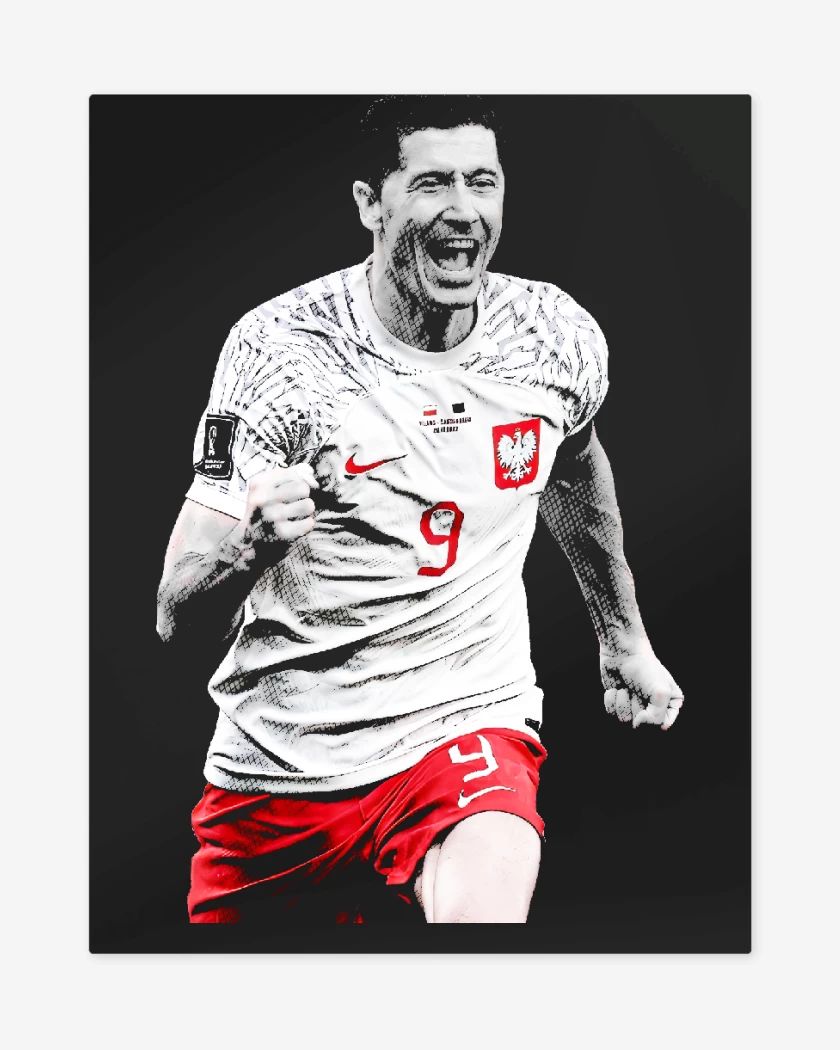 Print metalico Negro de Robert Lewandowski Polonia