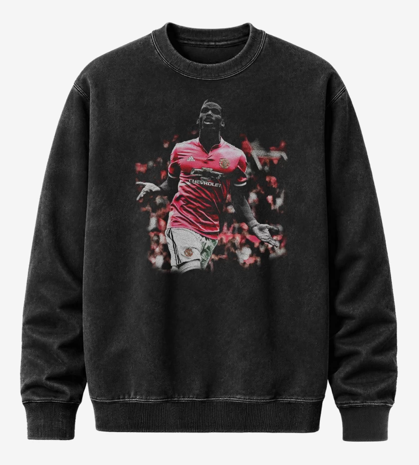 Poleron Polo Acid Wash Negro de Pogba Man United