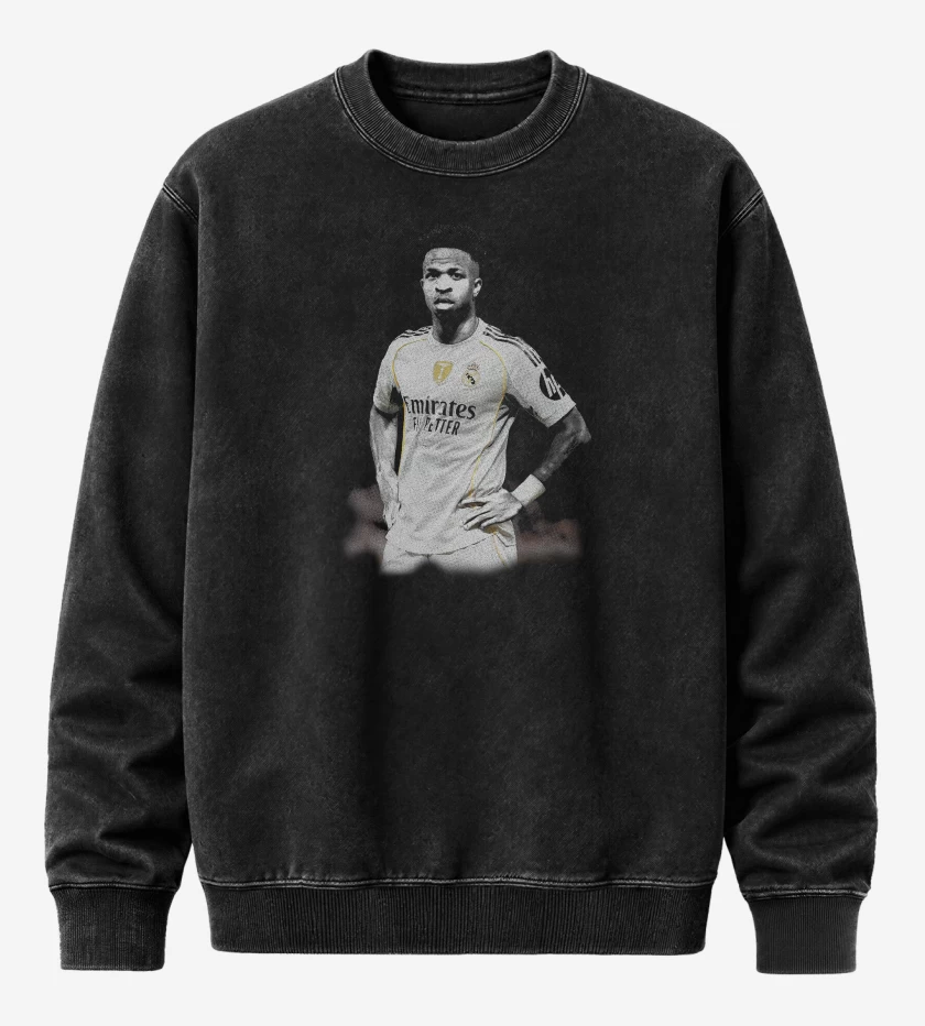 Poleron Polo Acid Wash Negro de Vinicius Jr Real madrid