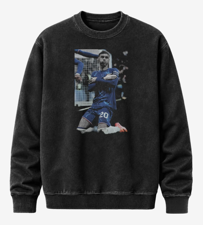 Poleron Polo Acid Wash Negro de Cole Palmer Chelsea 
