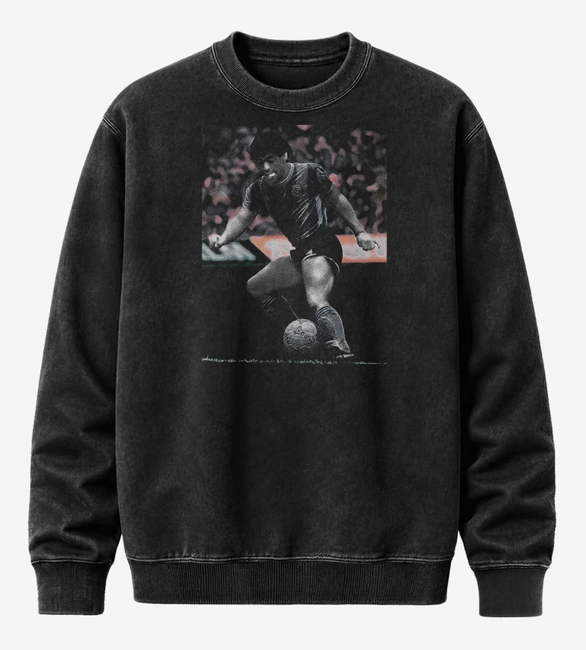 Poleron Polo Acid Wash Negro de Maradona Argentina