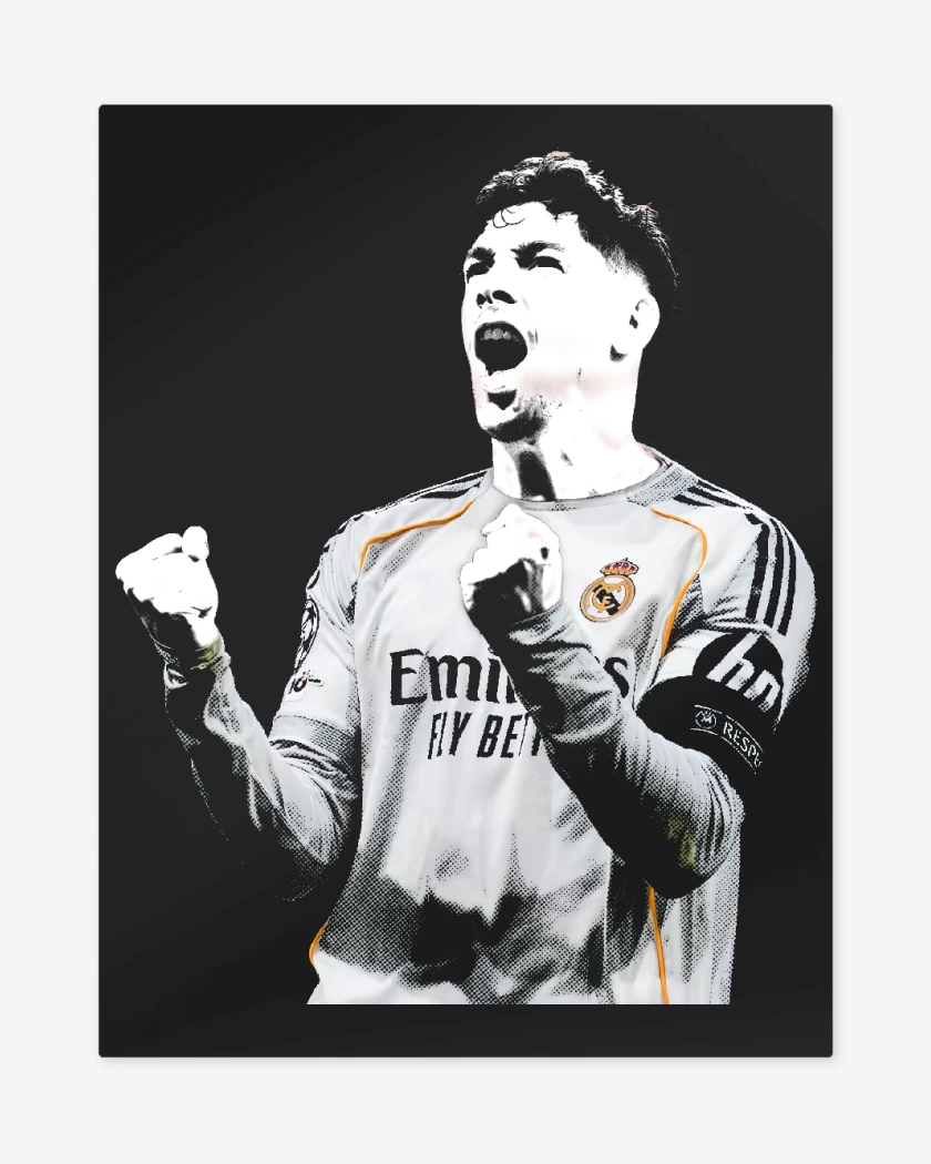 Print metalico Negro de Federico Valverde Real Madrid 