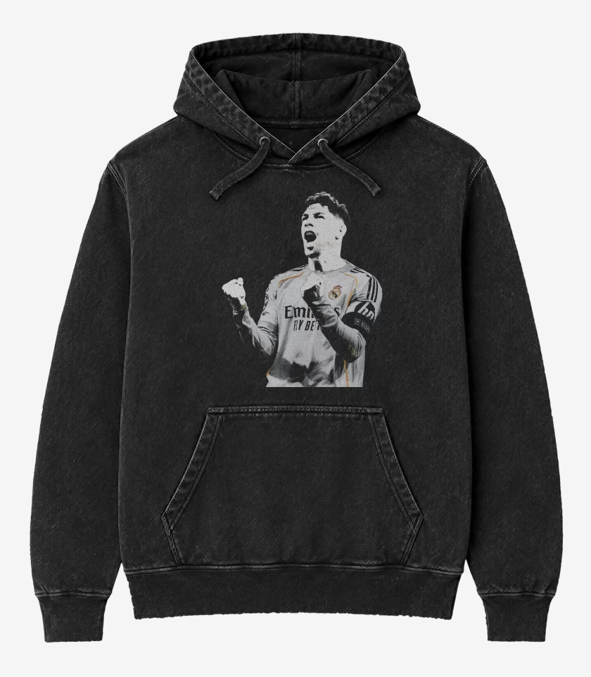 Poleron Canguro Acid Wash Negro de Federico Valverde Real Madrid 