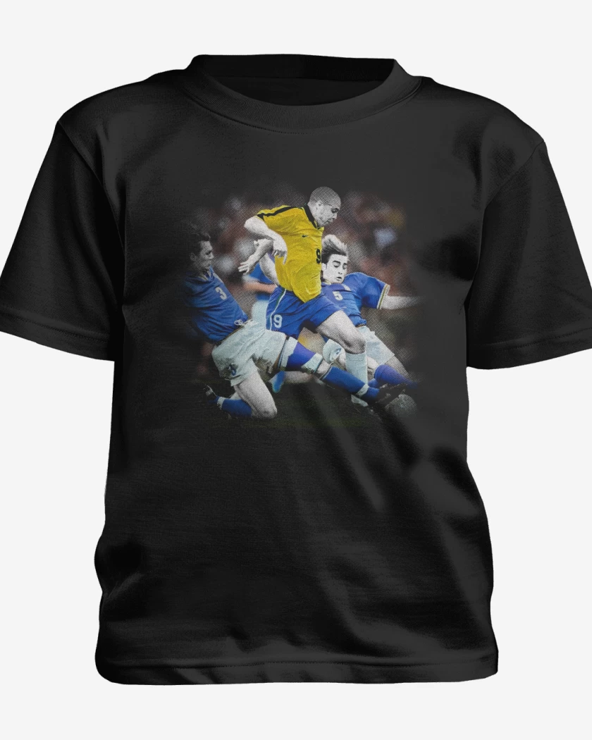Polera de niño Negro de Ronaldo vs Maldini y Cannavaro
