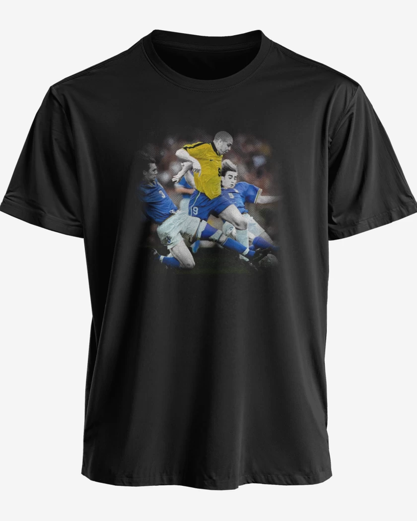 Polera premium Negro de Ronaldo vs Maldini y Cannavaro