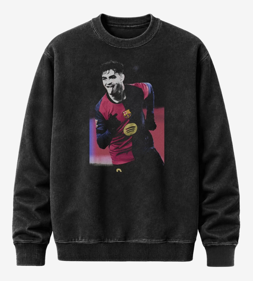 Poleron Polo Acid Wash Negro de Pedri Barcelona 