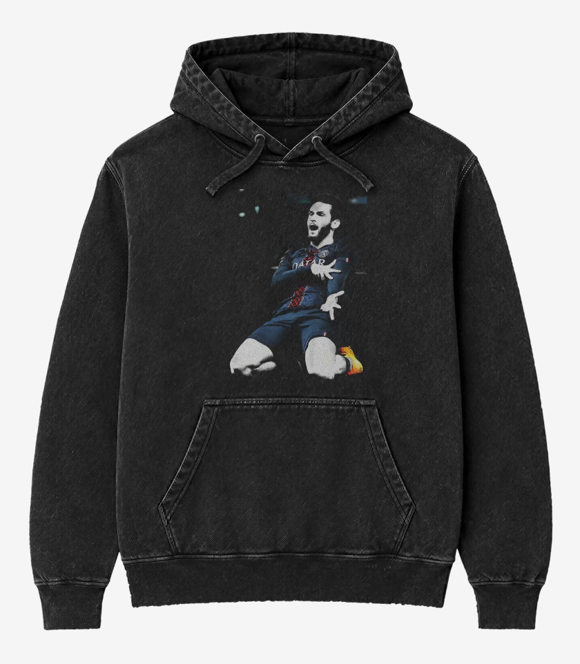 Poleron Canguro Acid Wash Negro de Khvicha Kvaratskhelia PSG