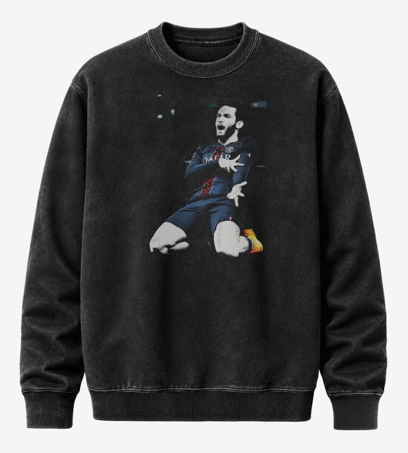 Poleron Polo Acid Wash Negro de Khvicha Kvaratskhelia PSG