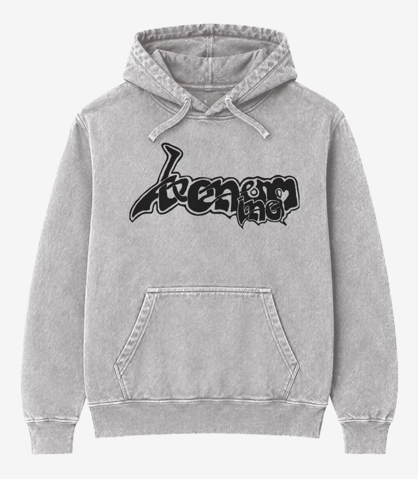 Poleron Canguro Acid Wash Gris Melange de Venom Inc