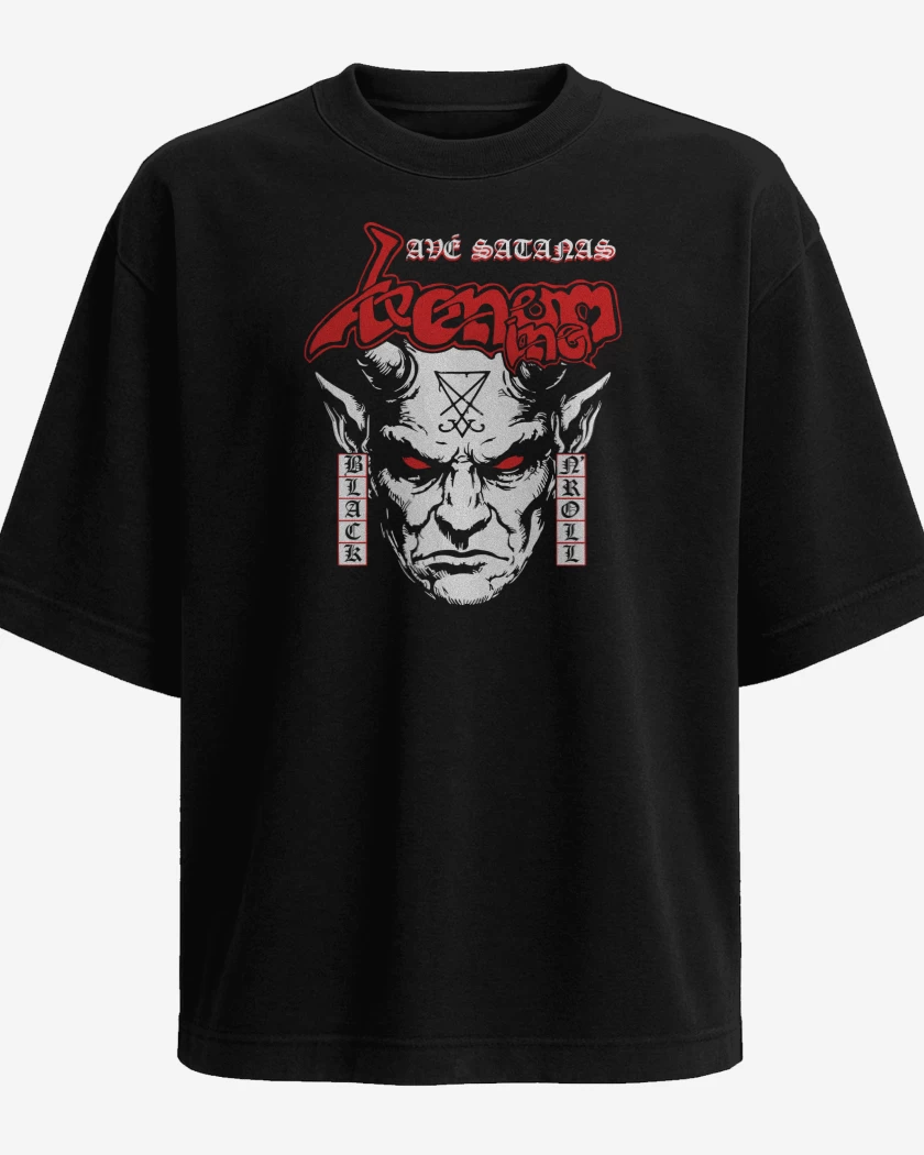 Polera Oversize Negro de Venom Inc Ave Satanas