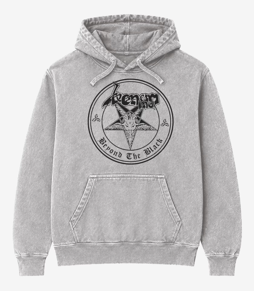 Poleron Canguro Acid Wash Gris Melange de Venom Inc Beyond the Black