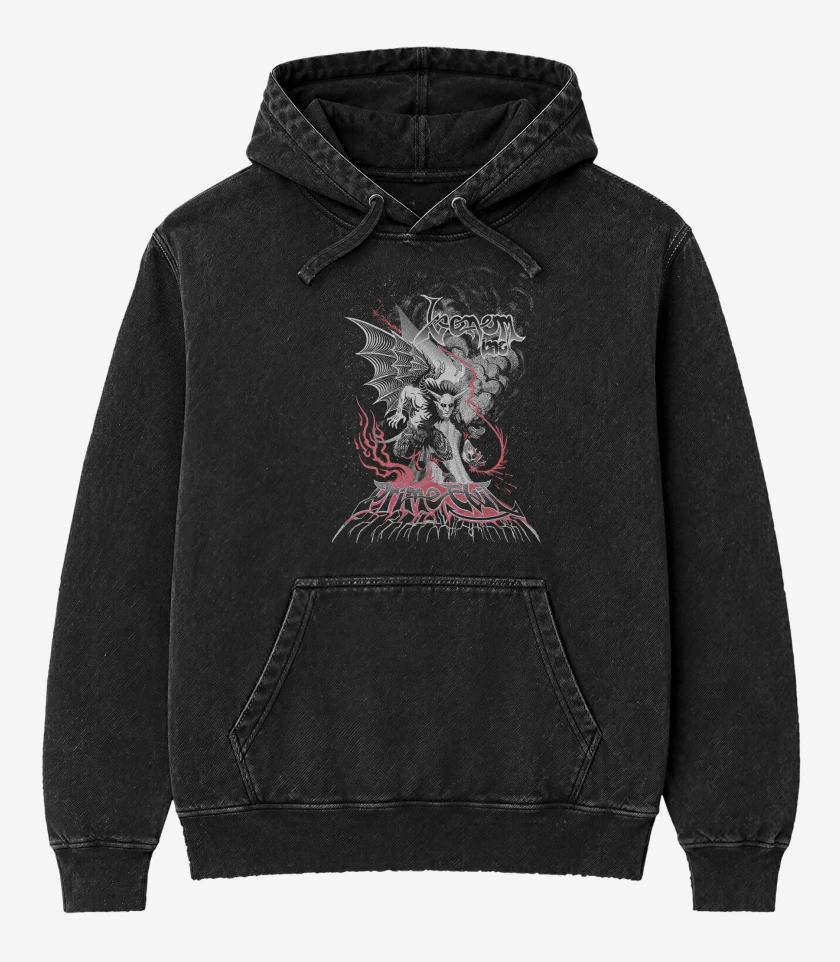 Poleron Canguro Acid Wash Negro de Venom Inc Prime