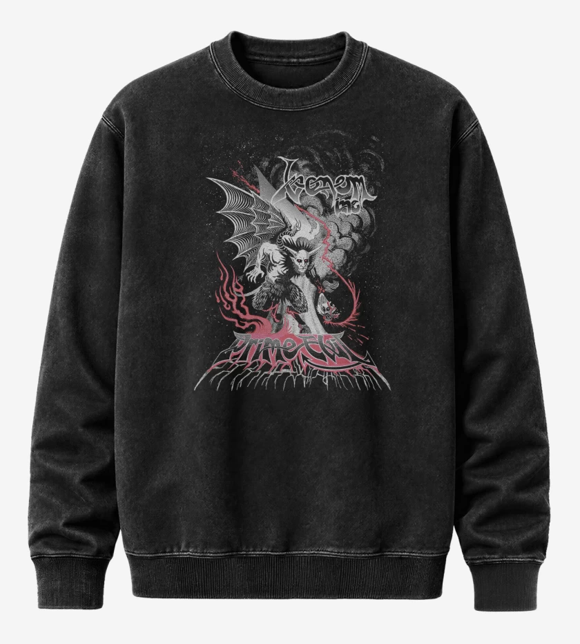 Poleron Polo Acid Wash Negro de Venom Inc Prime