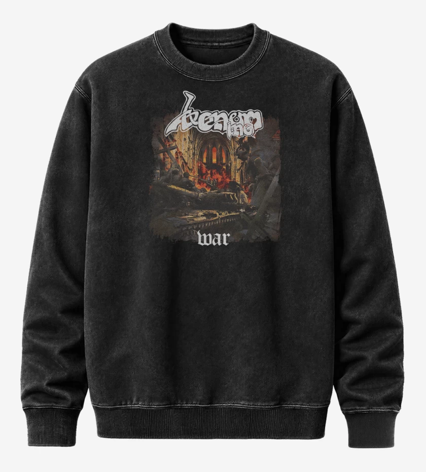 Poleron Polo Acid Wash Negro de Venom Inc War
