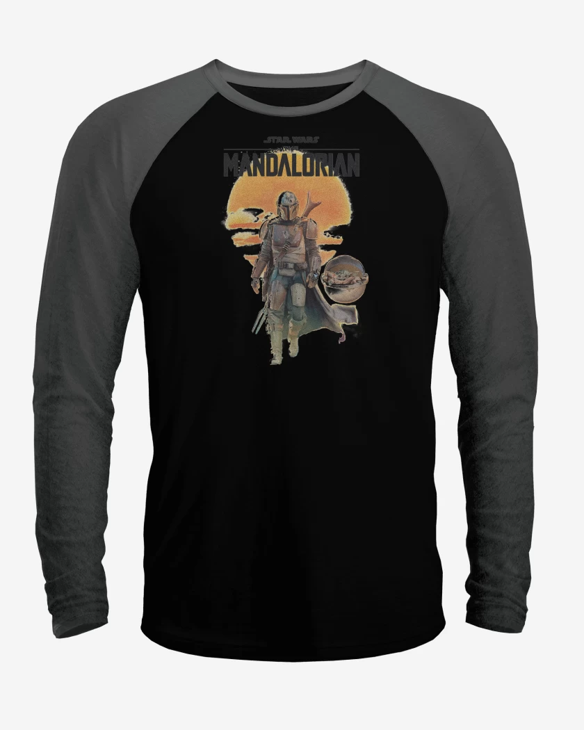 Polera Raglan Negro / Negro Heather de Mandalorian Mando