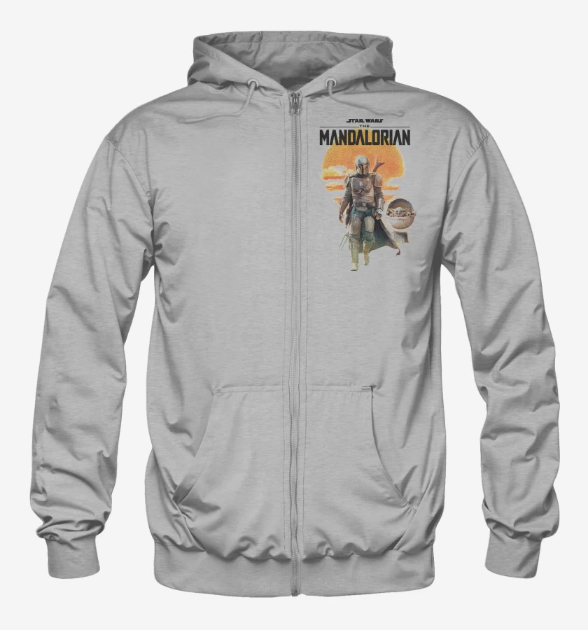 Poleron Canguro con cierre Gris Melange de Mandalorian Mando