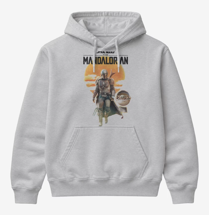 Poleron Canguro básico Gris Melange de Mandalorian Mando