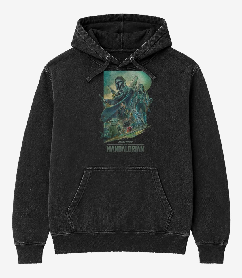 Poleron Canguro Acid Wash Negro de Mando 3