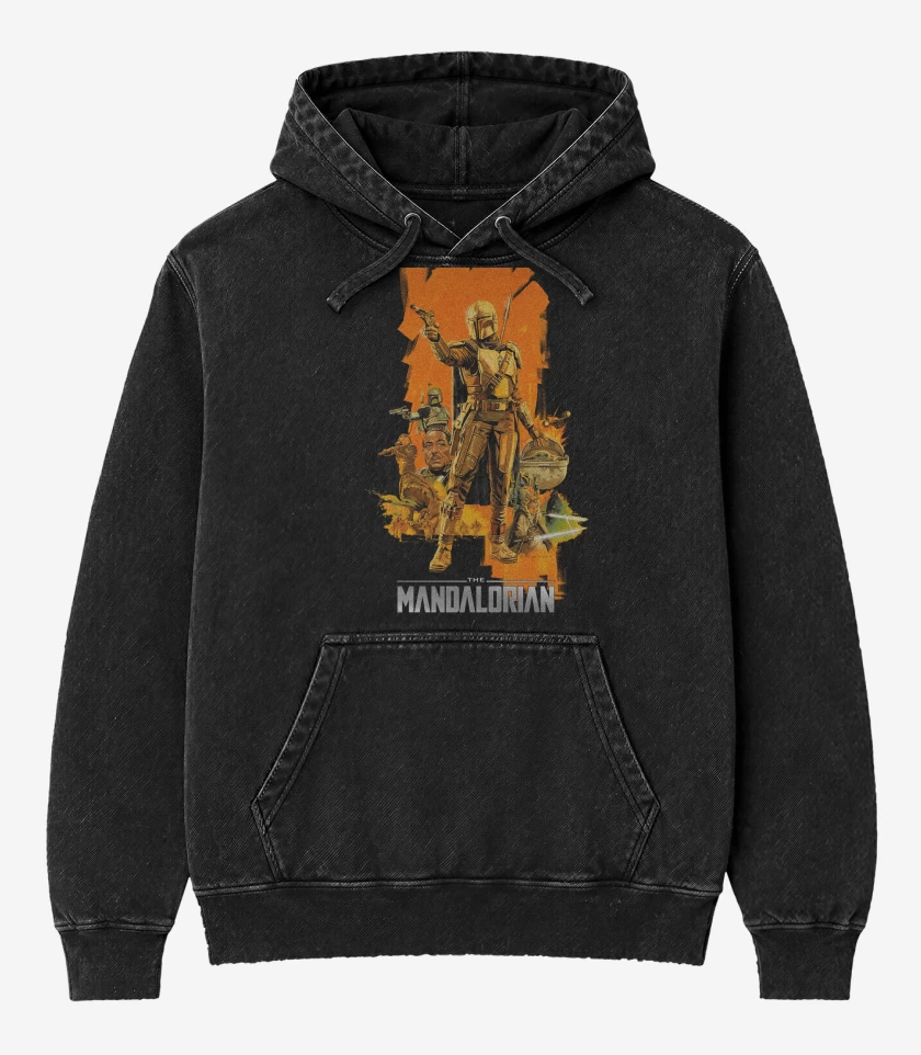 Poleron Canguro Acid Wash Negro de Mandalorian 4