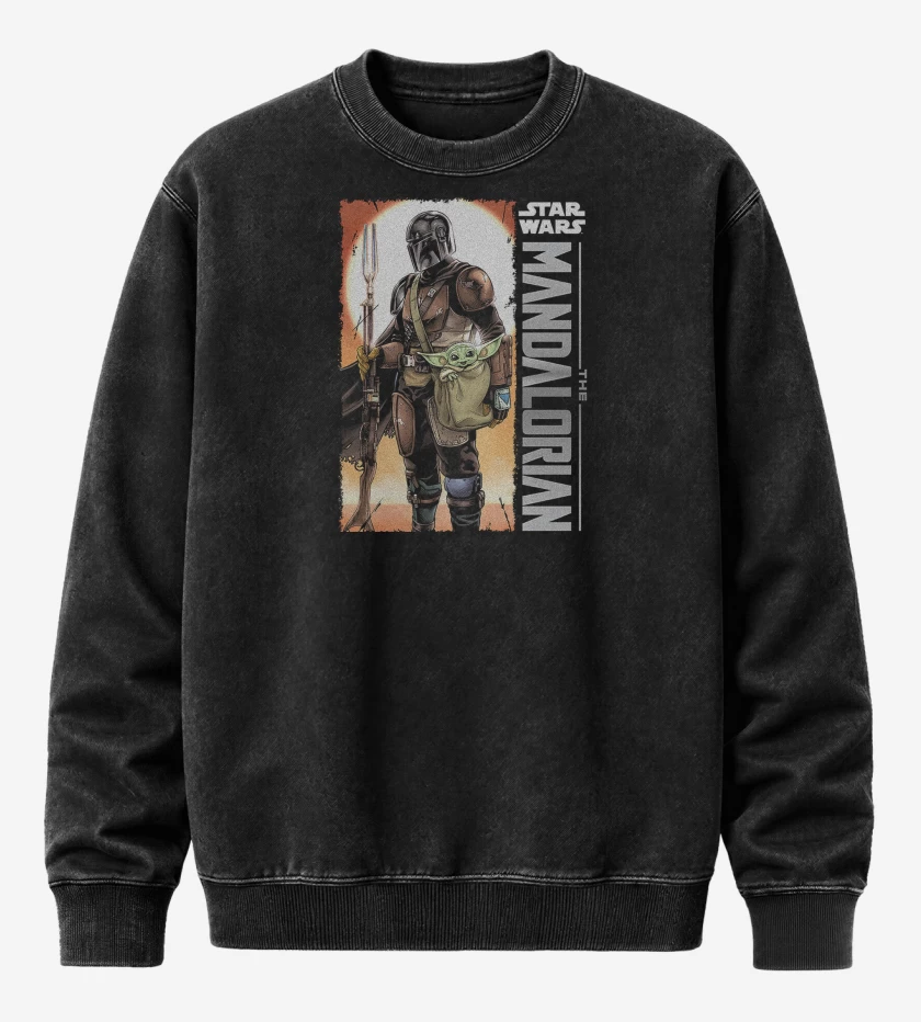 Poleron Polo Acid Wash Negro de El Mandalorian