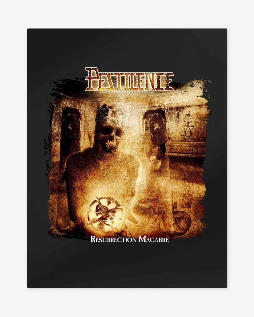 Print metalico Negro de Pestilence Resurrection Macabre