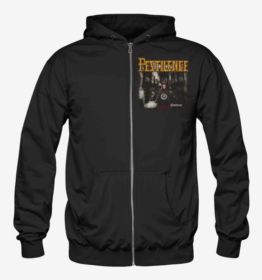 Poleron Canguro con cierre Negro de Pestilence Doctrine