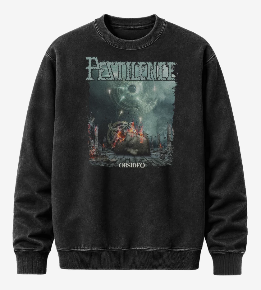 Poleron Polo Acid Wash Negro de Pestilence Obsideo