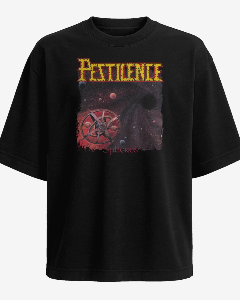 Polera Oversize Negro de Pestilence Spheres