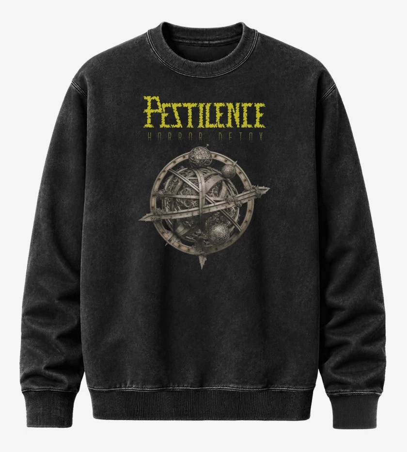 Poleron Polo Acid Wash Negro de Pestilence Horror Detox