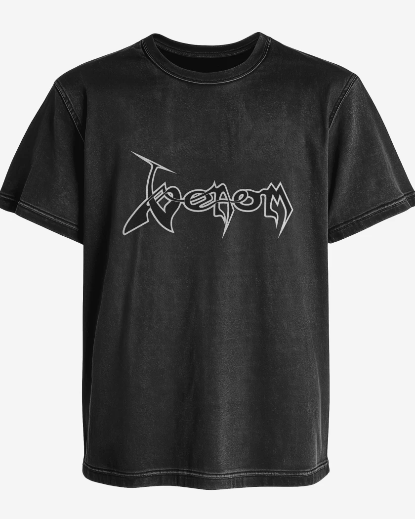 Polera desgastada Negro de Venom Logo N