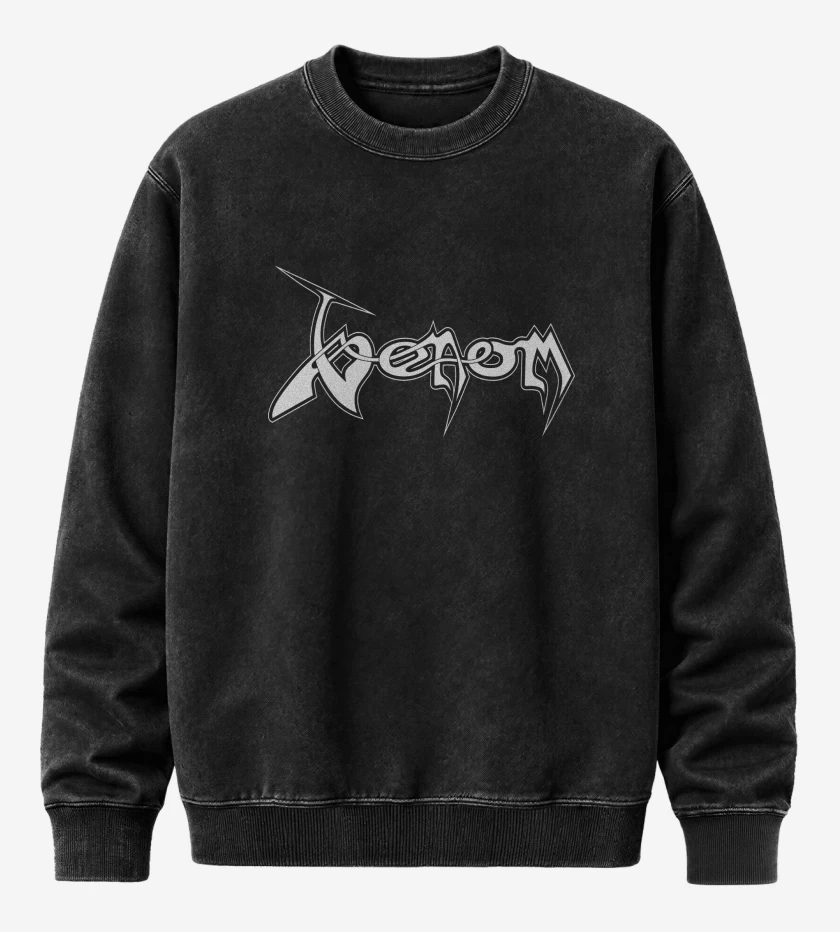 Poleron Polo Acid Wash Negro de Venom Logo B