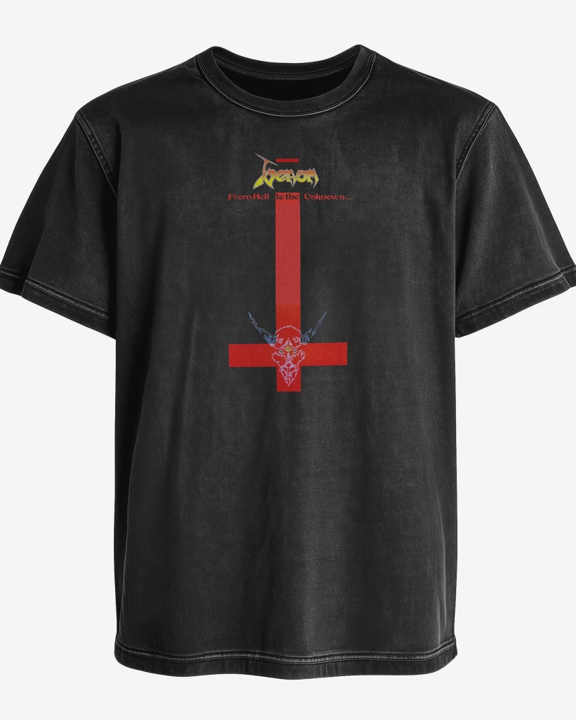 Polera desgastada Negro de Venom From Hell
