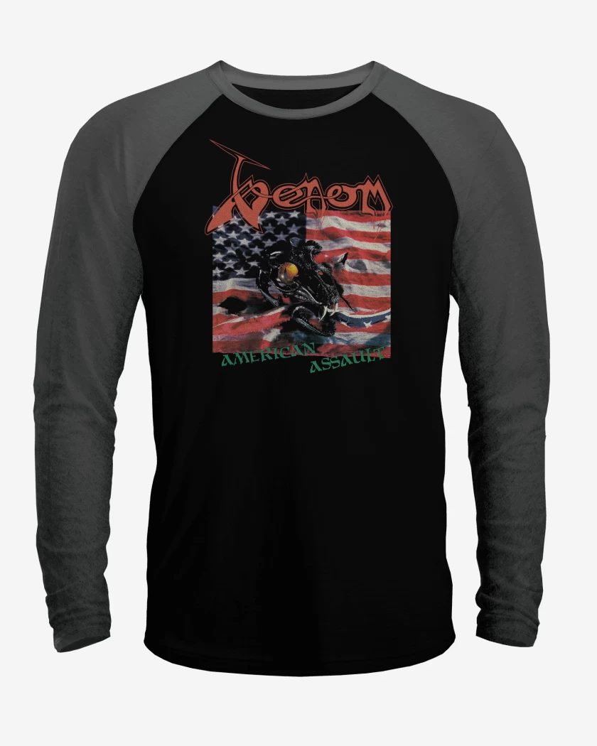 Polera Raglan Negro / Negro Heather de Venom American Assault