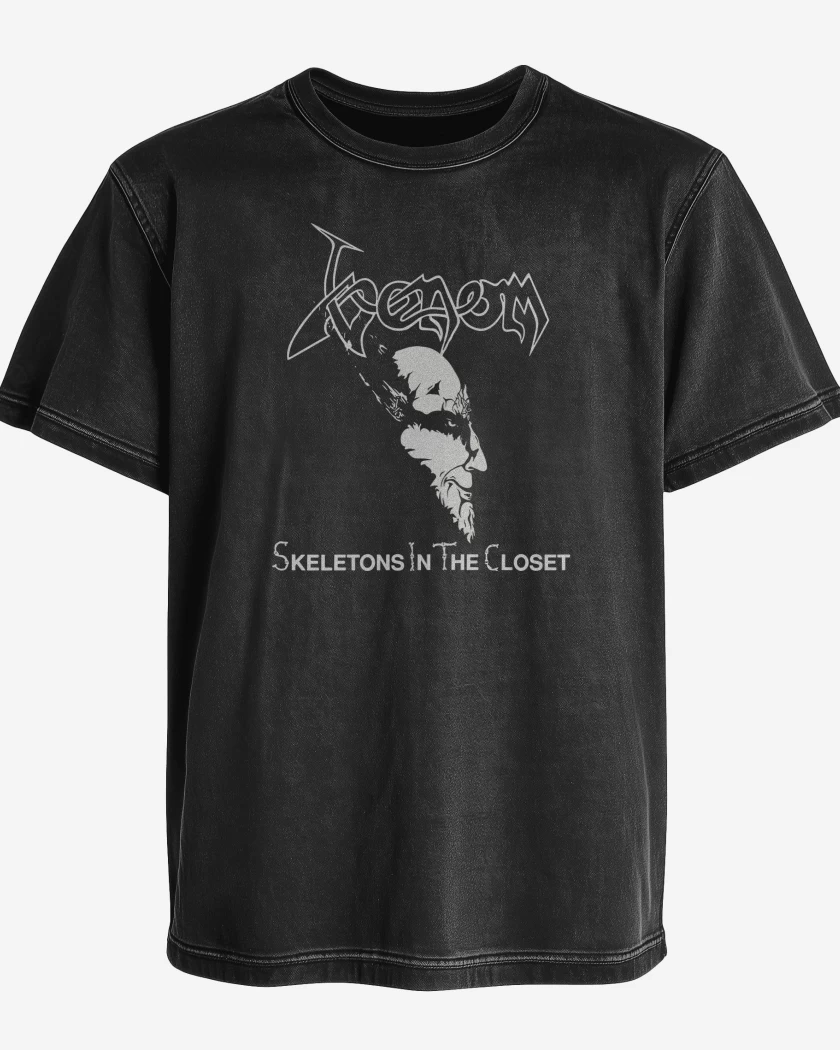Polera desgastada Negro de Venom Skeletons