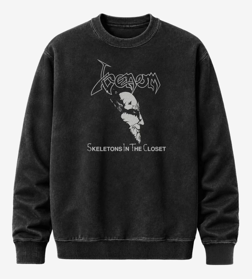 Poleron Polo Acid Wash Negro de Venom Skeletons