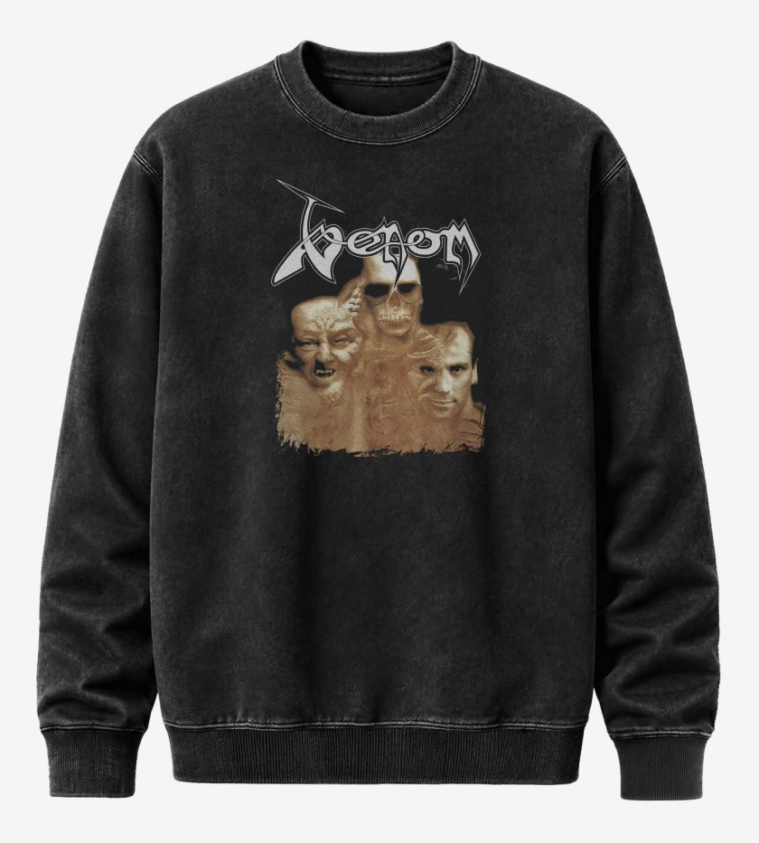Poleron Polo Acid Wash Negro de Venom Cast in Stone