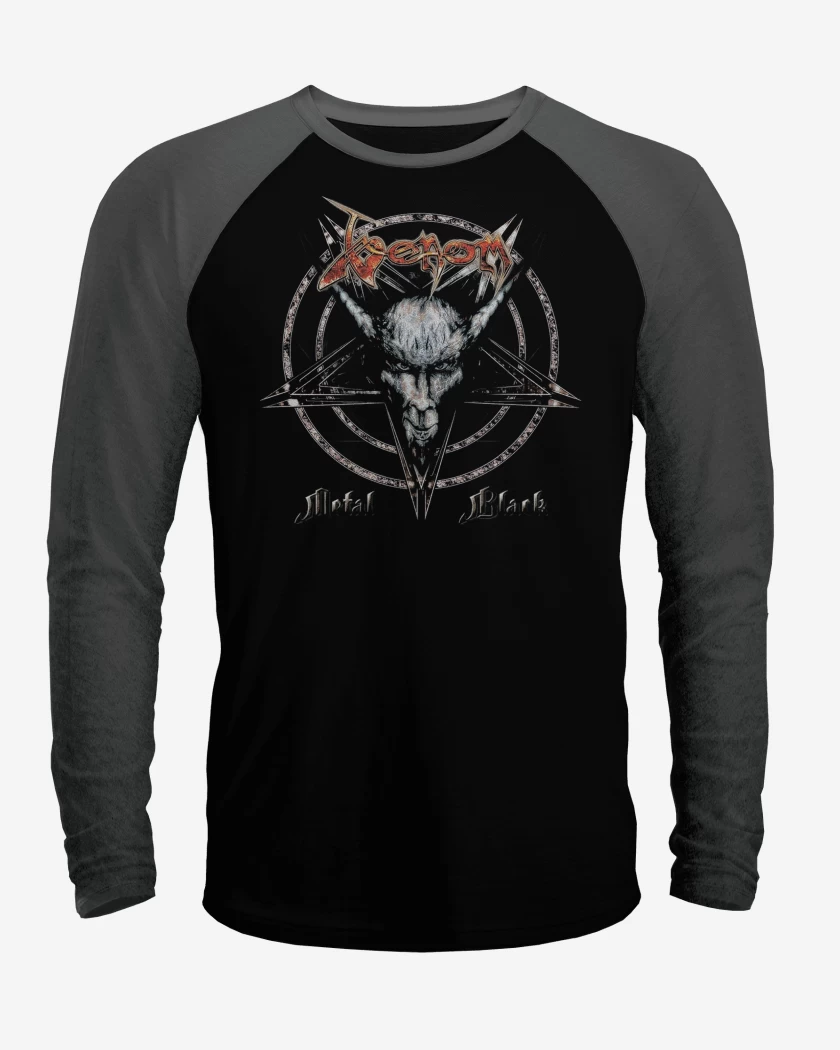 Polera Raglan Negro / Negro Heather de Venom Metal Black