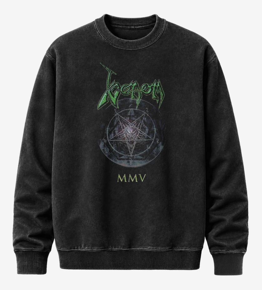 Poleron Polo Acid Wash Negro de Venom MMV