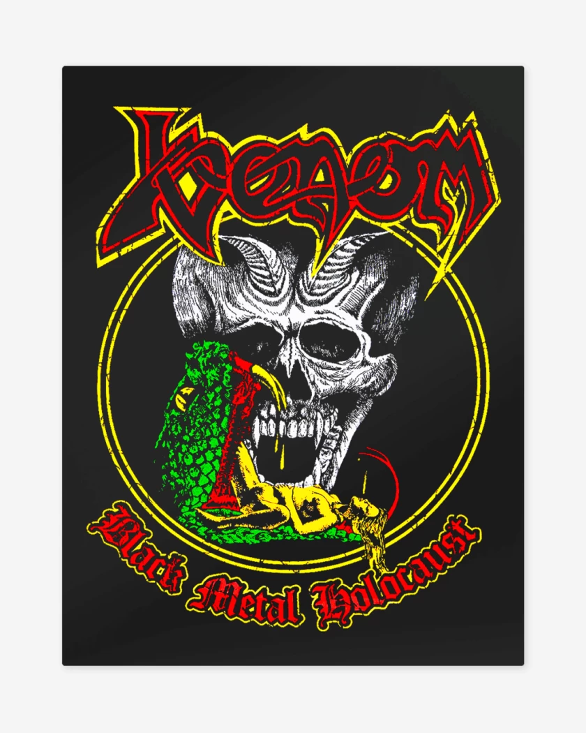 Print metalico Negro de Venom Black Metal Holocaust