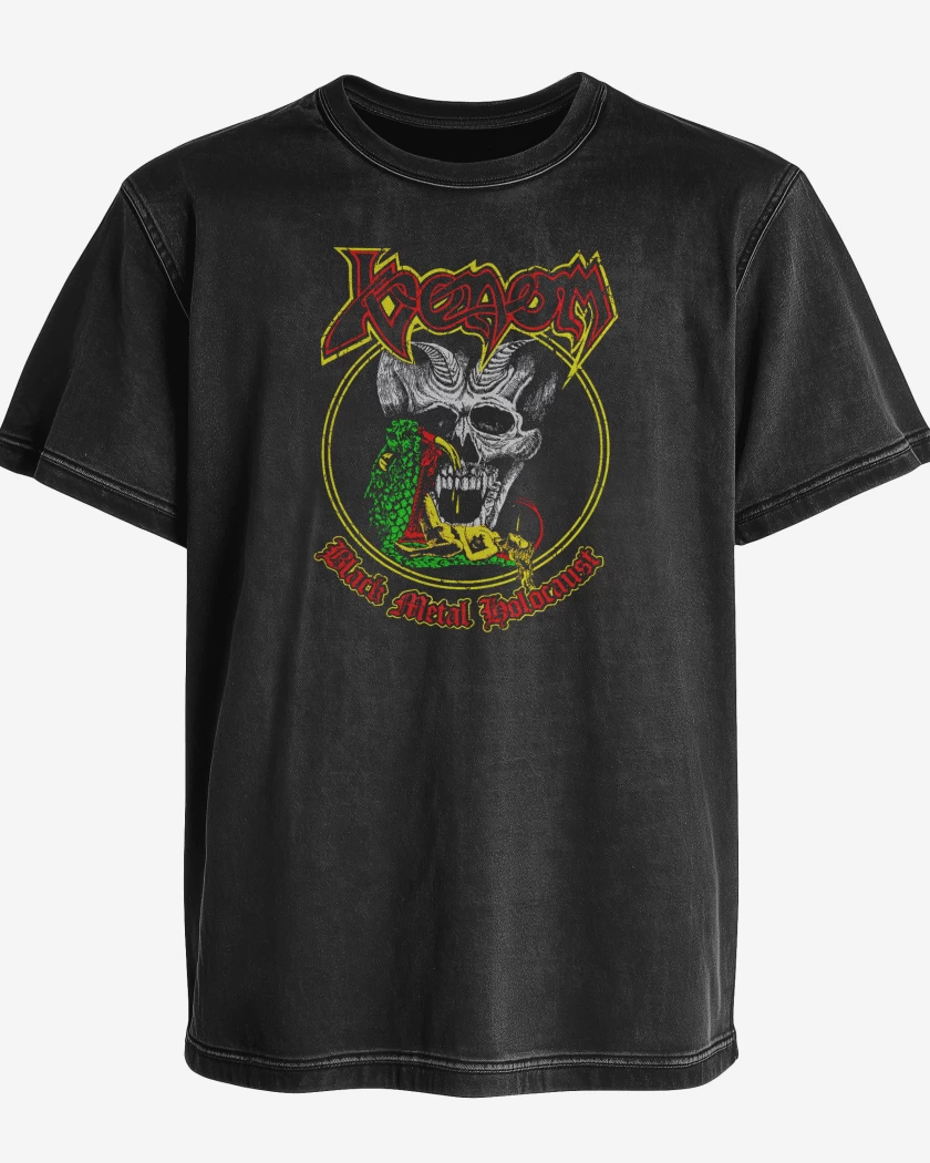Polera desgastada Negro de Venom Black Metal Holocaust