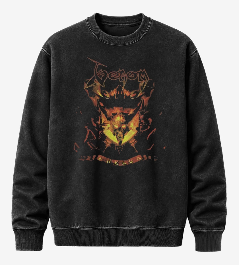 Poleron Polo Acid Wash Negro de Venom Hell