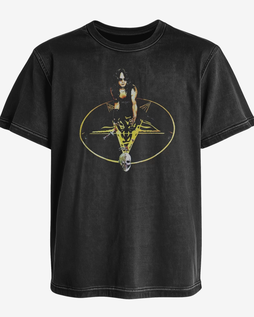 Polera desgastada Negro de Venom Abaddon