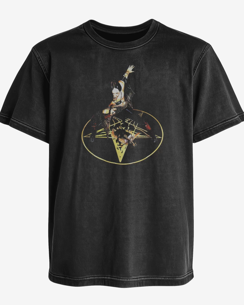 Polera desgastada Negro de Venom Chronos