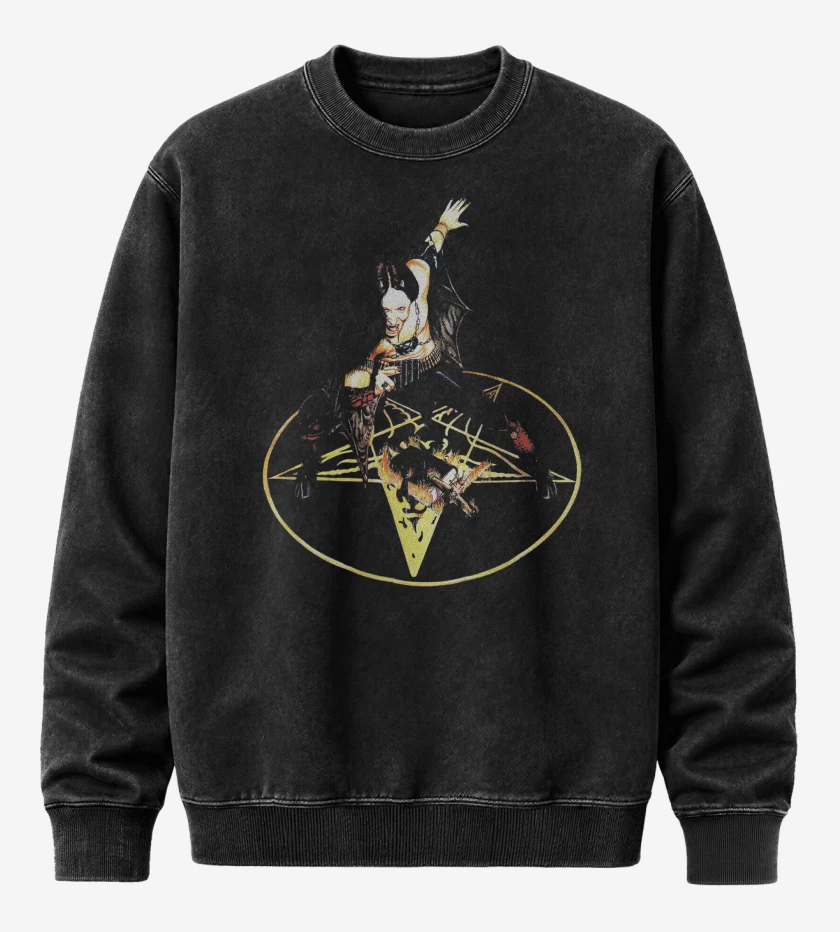 Poleron Polo Acid Wash Negro de Venom Chronos